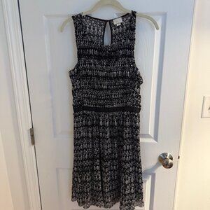 Anthropologie Postmark Swiss Dots Dress, Black and White, Mesh, Size Medium